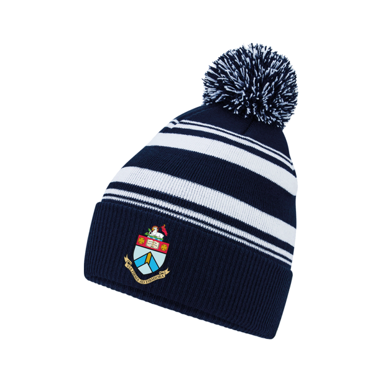 Striped Hallifordians Beanie : Navy / White