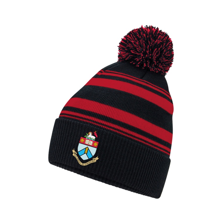 Striped Hallifordians Beanie : Black / Red